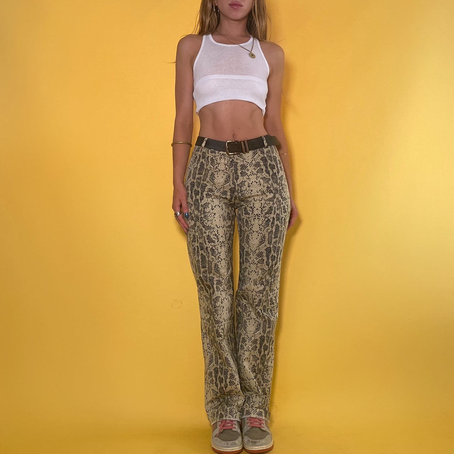 90’s mid rise snakeskin pants - small