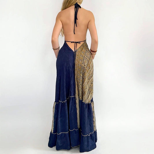 Silk Backless Maxi Dress
