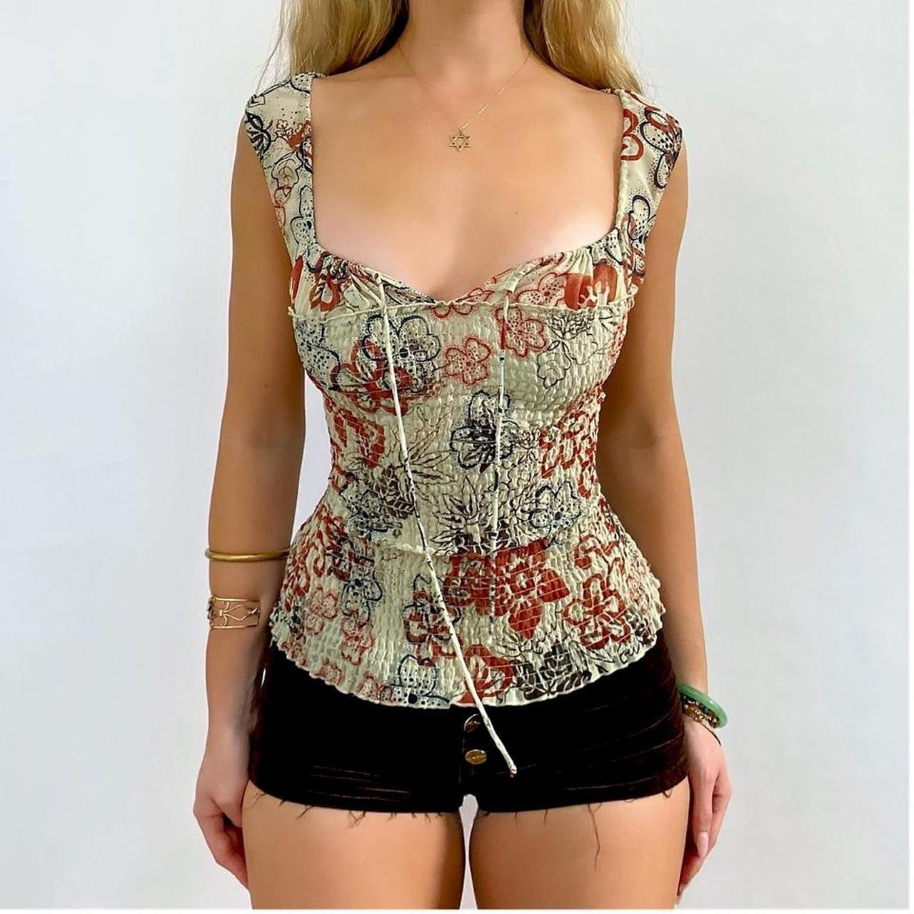 00s Floral Milkmaid Top