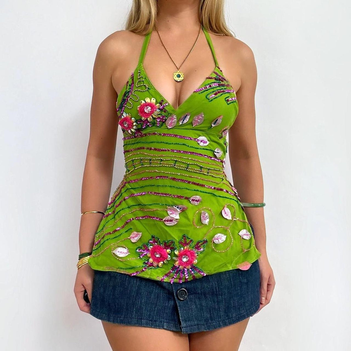 00s Embelished Halter Top