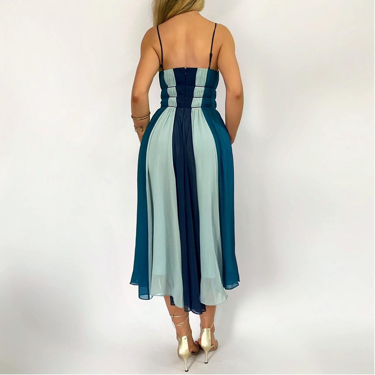 90’s Blue Silk Dress