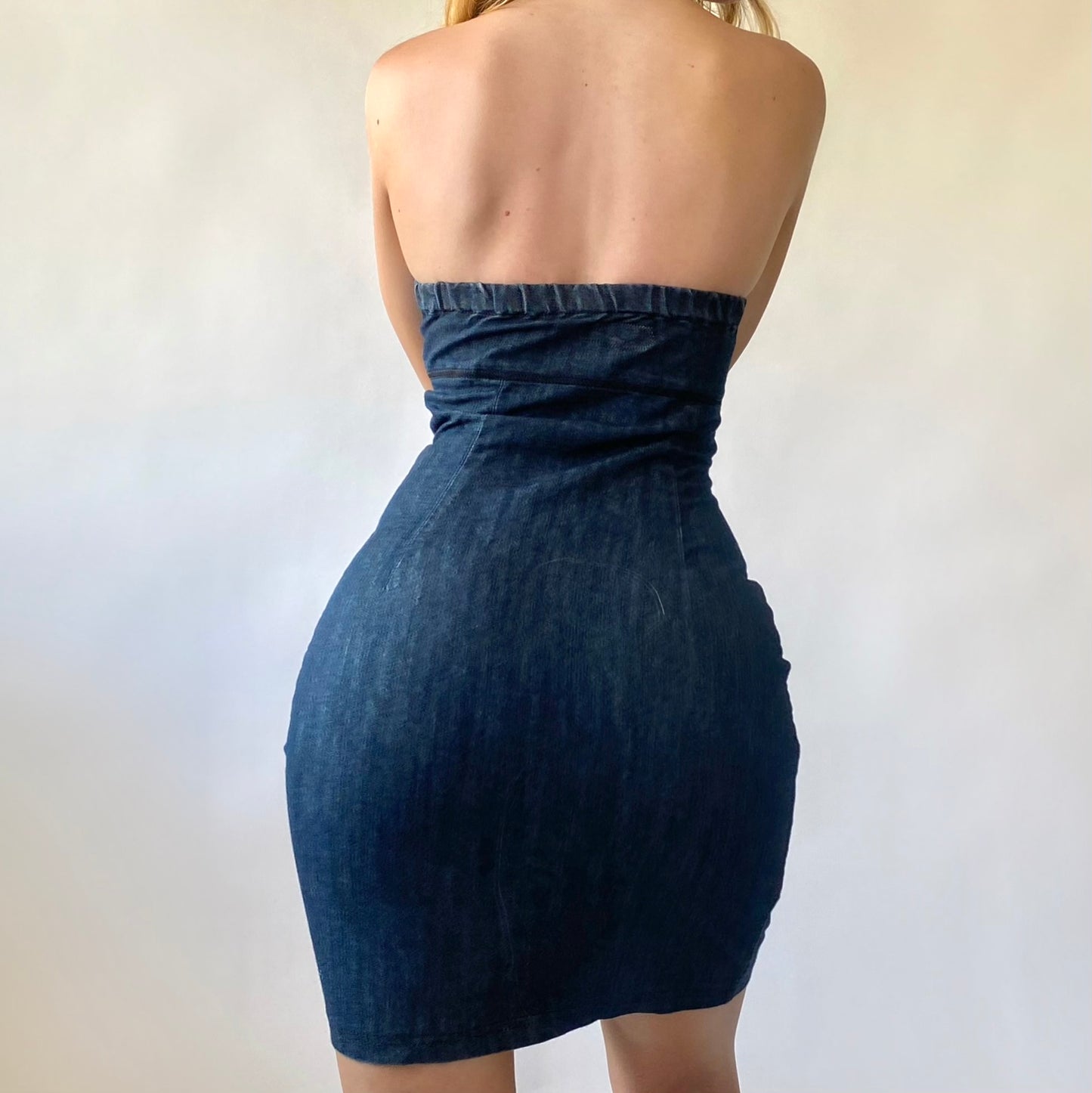 2000s Denim Zip Tube Dress