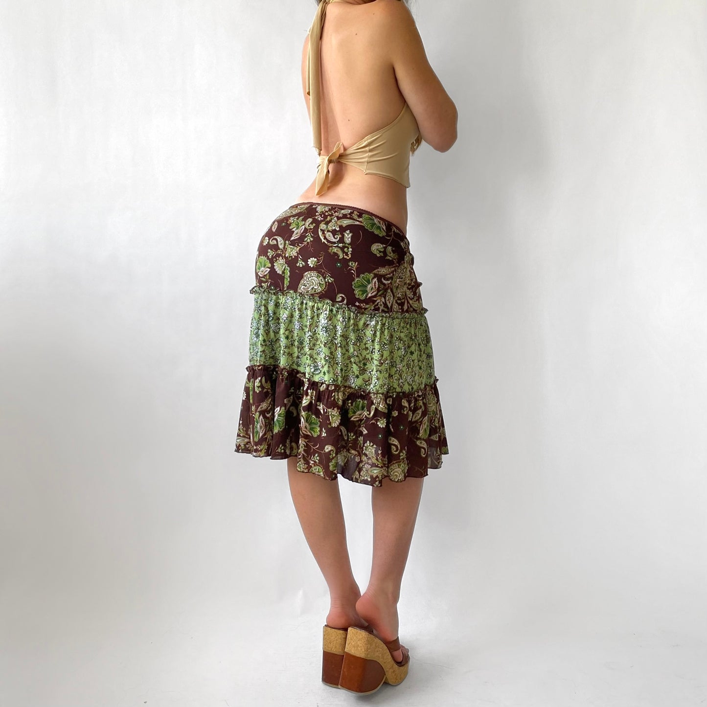 00s Paisley Mesh Skirt