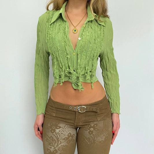 00s Green Beaded Blouse