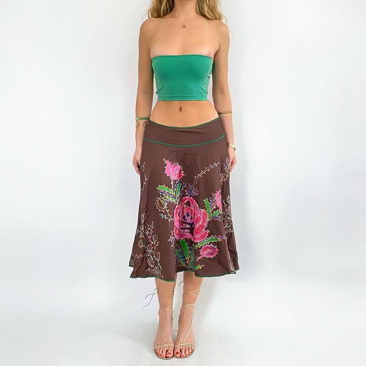 00s Floral Midi Skirt