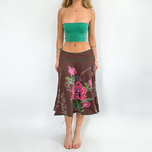 00s Floral Midi Skirt