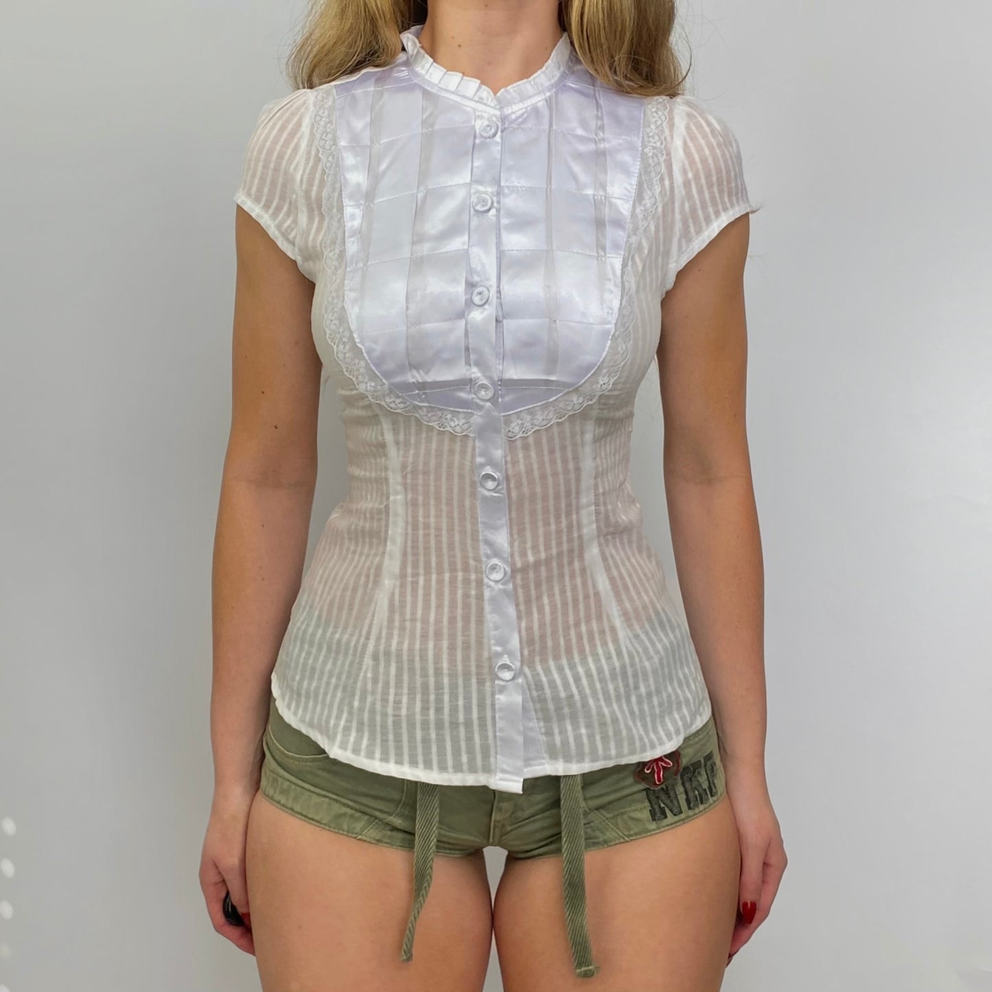 00s Cotton Stripe Button-up Blouse