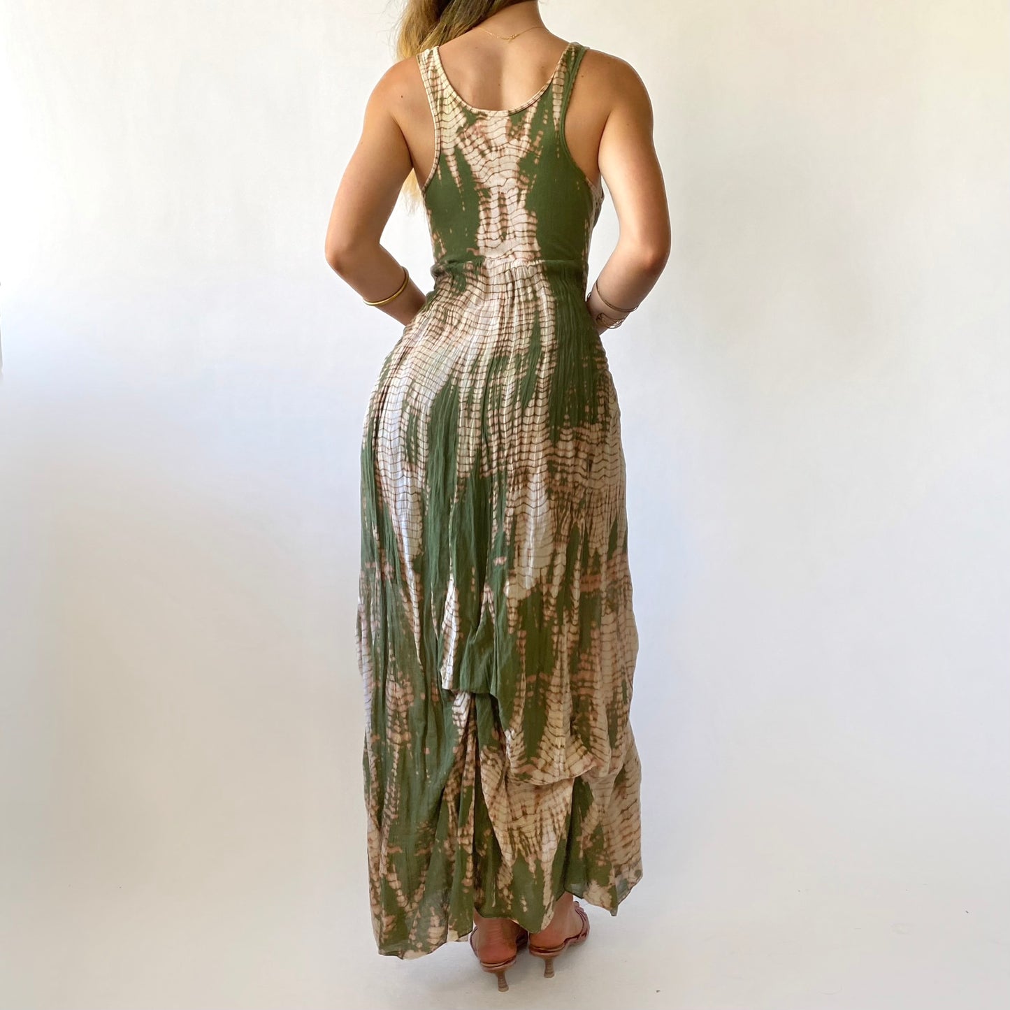 90’s Tie Dye Draping Linen Dress