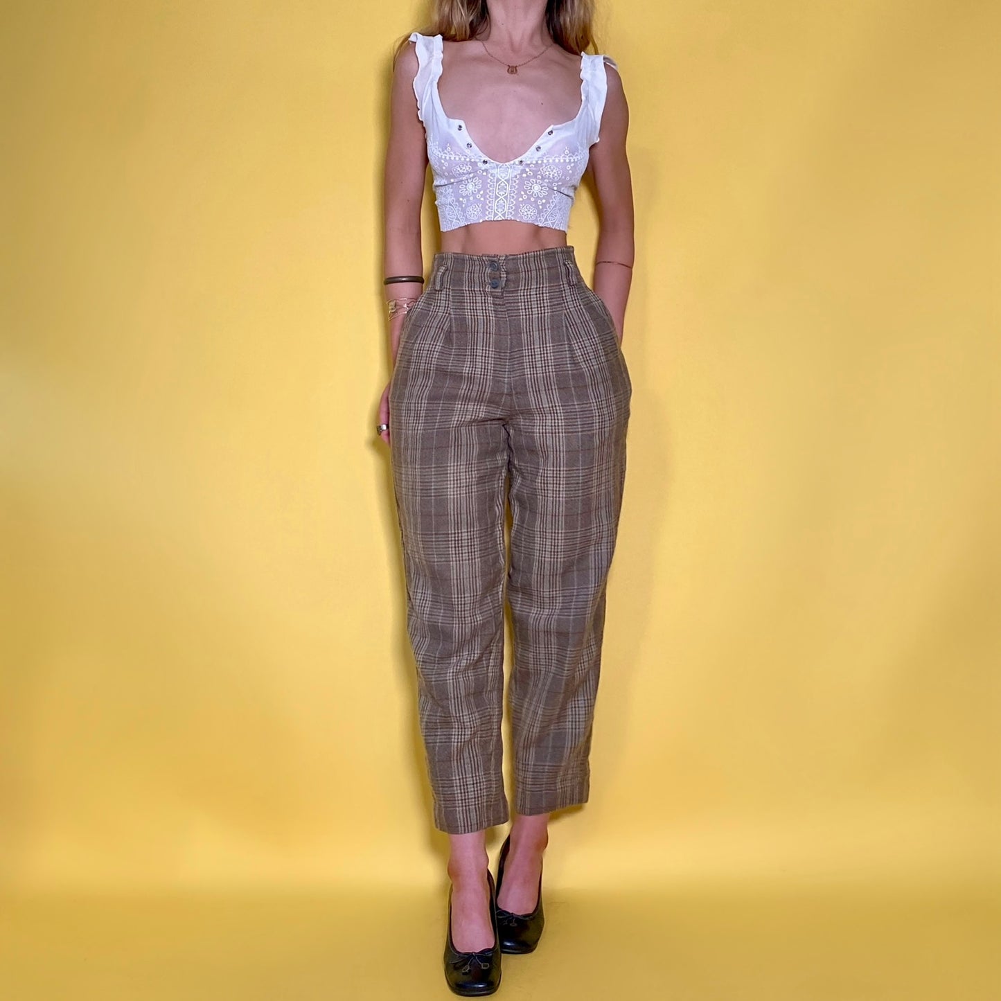 70’s Plaid Pleated Trousers