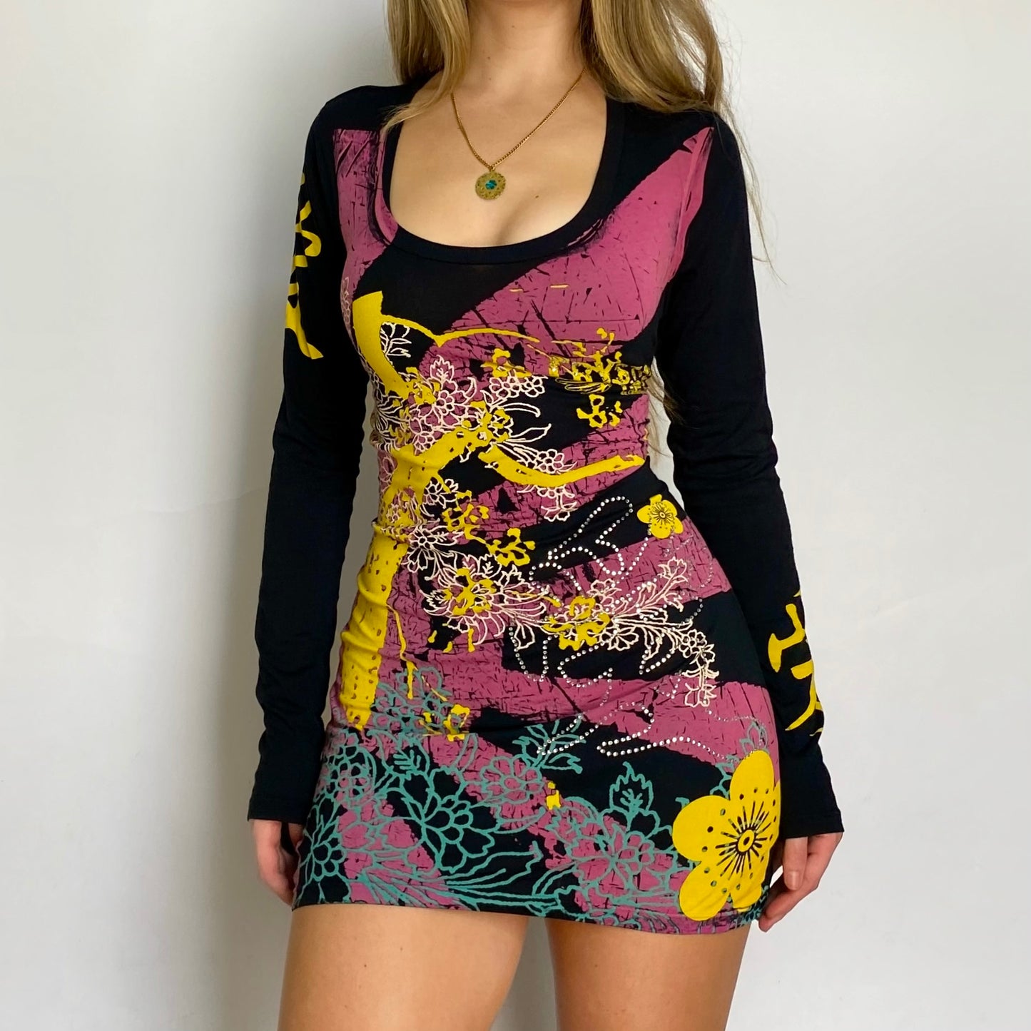 2000s Christian Audigier Rising Sun Dress