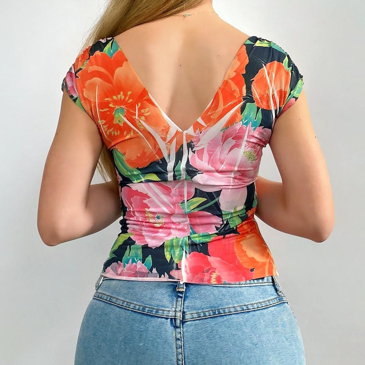 00s Floral Graphic Top