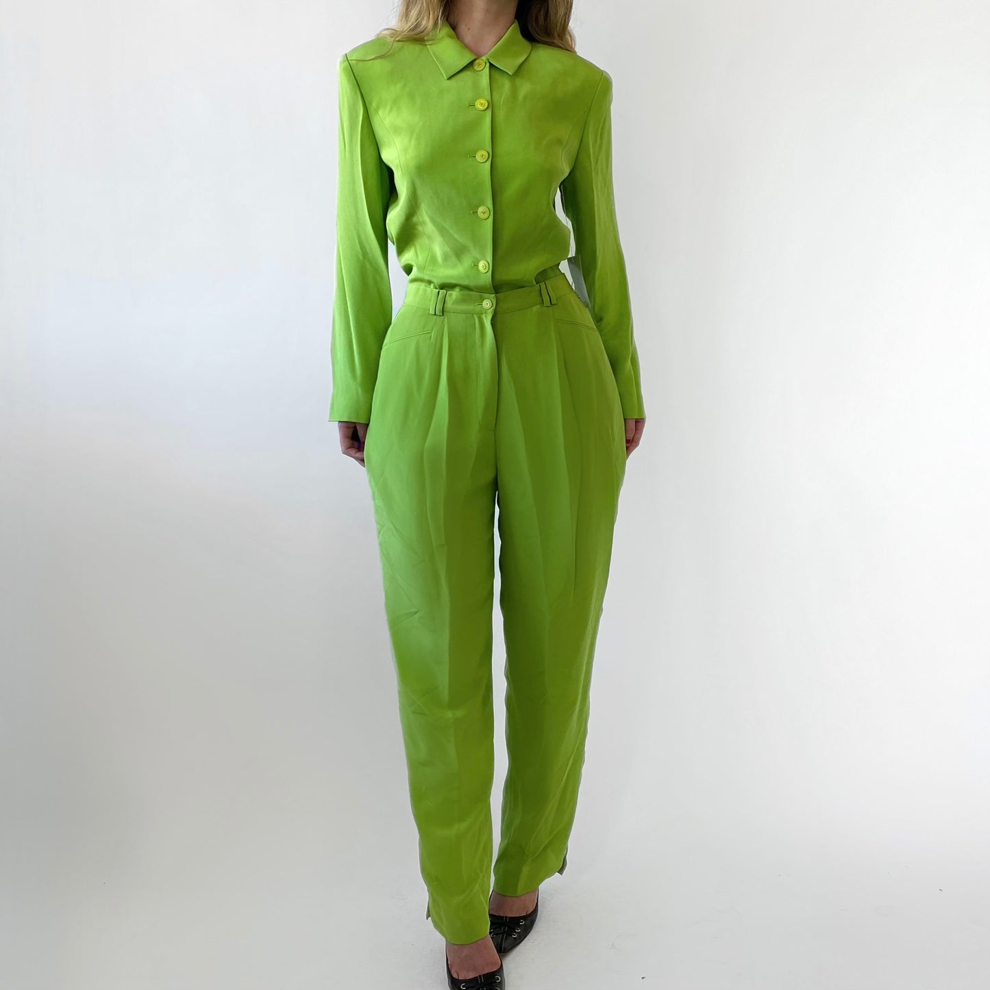 90’s Green Silk Suit