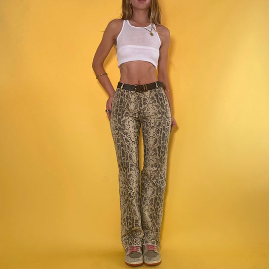 90’s mid rise snakeskin pants - small