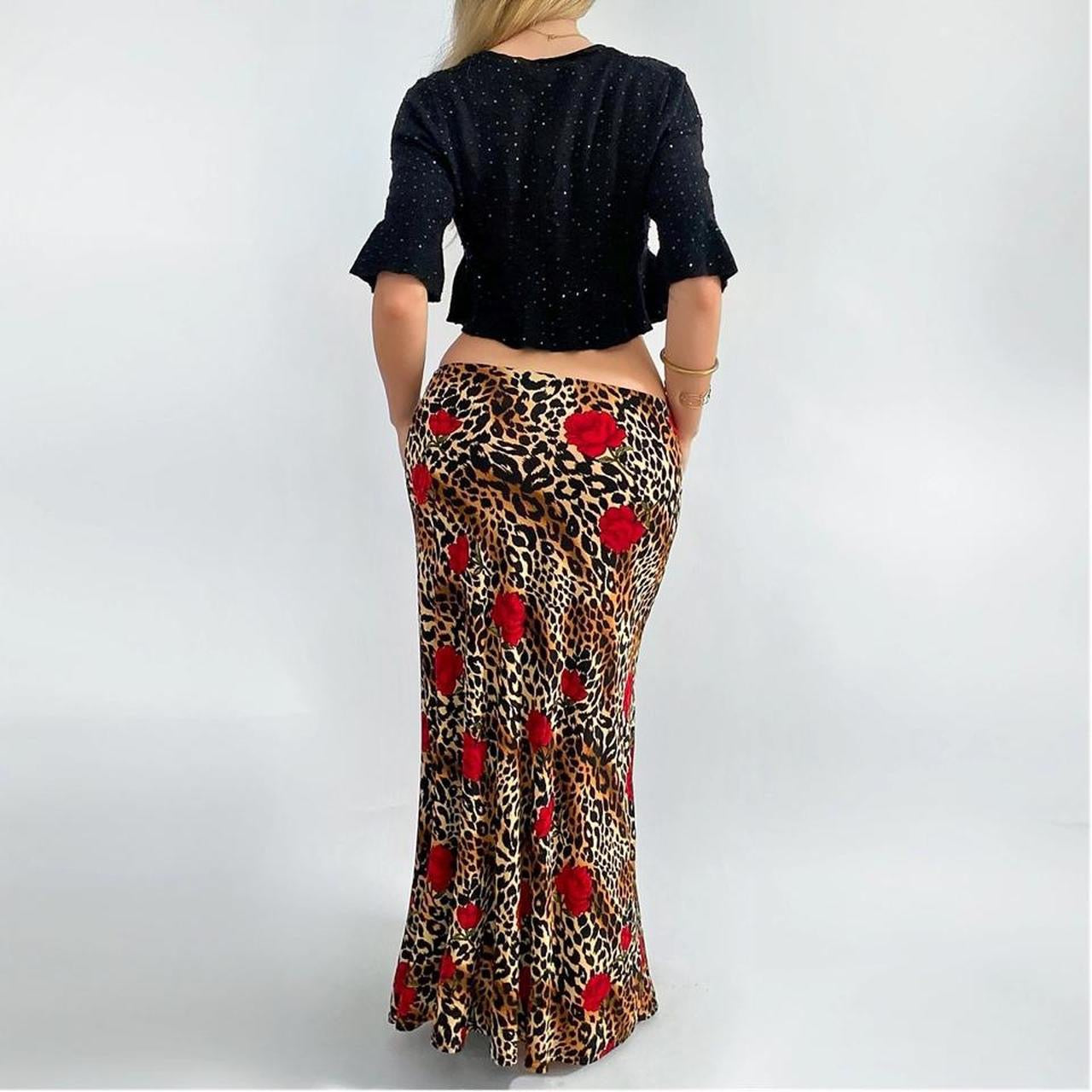 90’s Leopard Rose Maxi Skirt