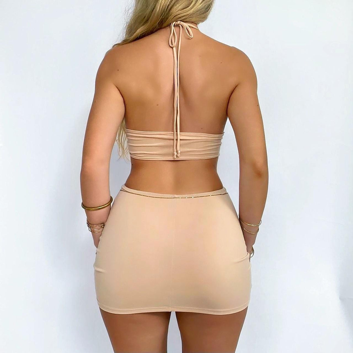 00s Cutout Halter Mini Dress
