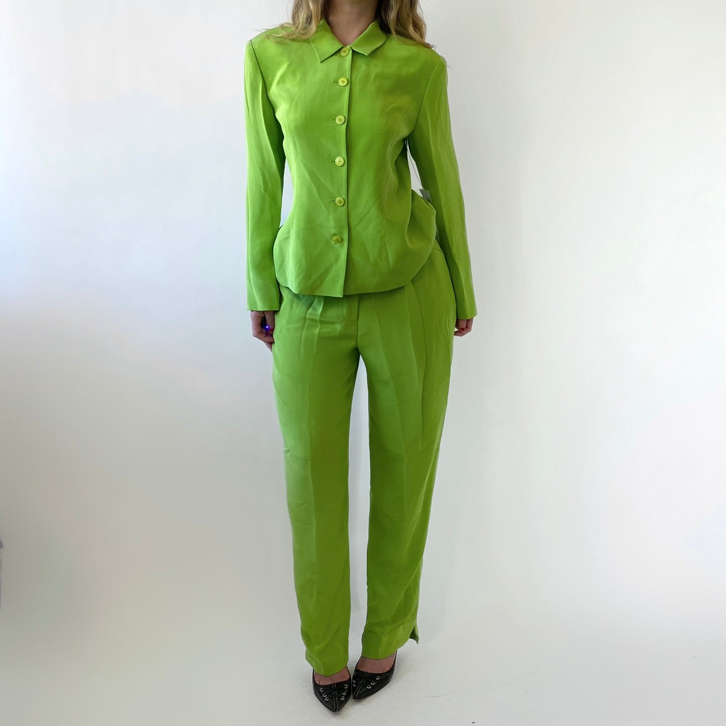 90’s Green Silk Suit