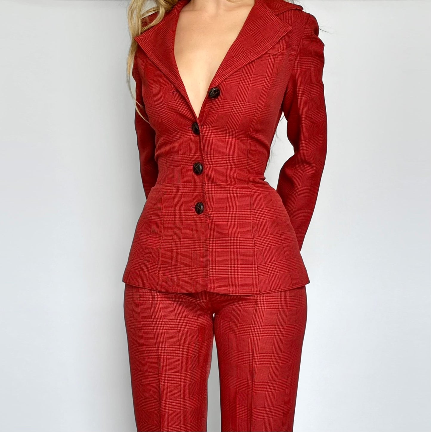 70’s Red & Black Plaid Suit