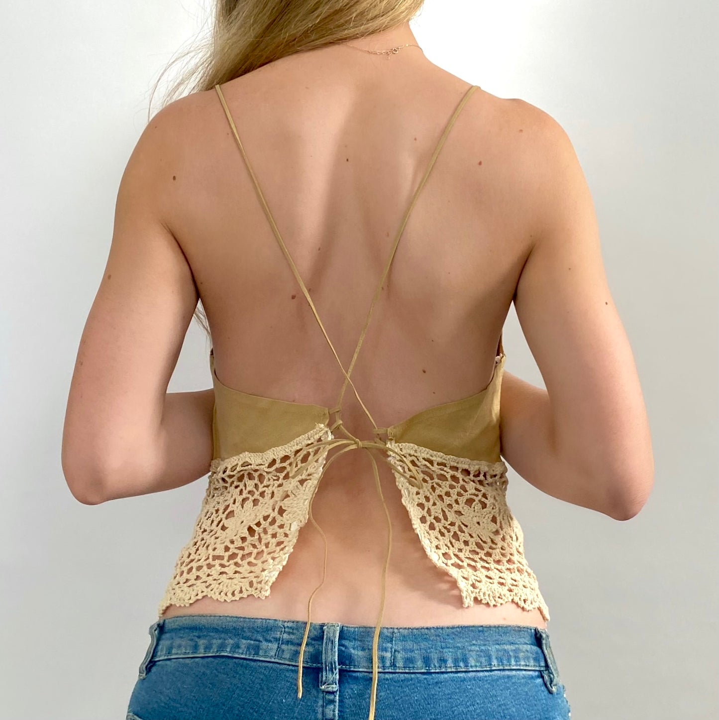 00s Crochet Lace-up Top