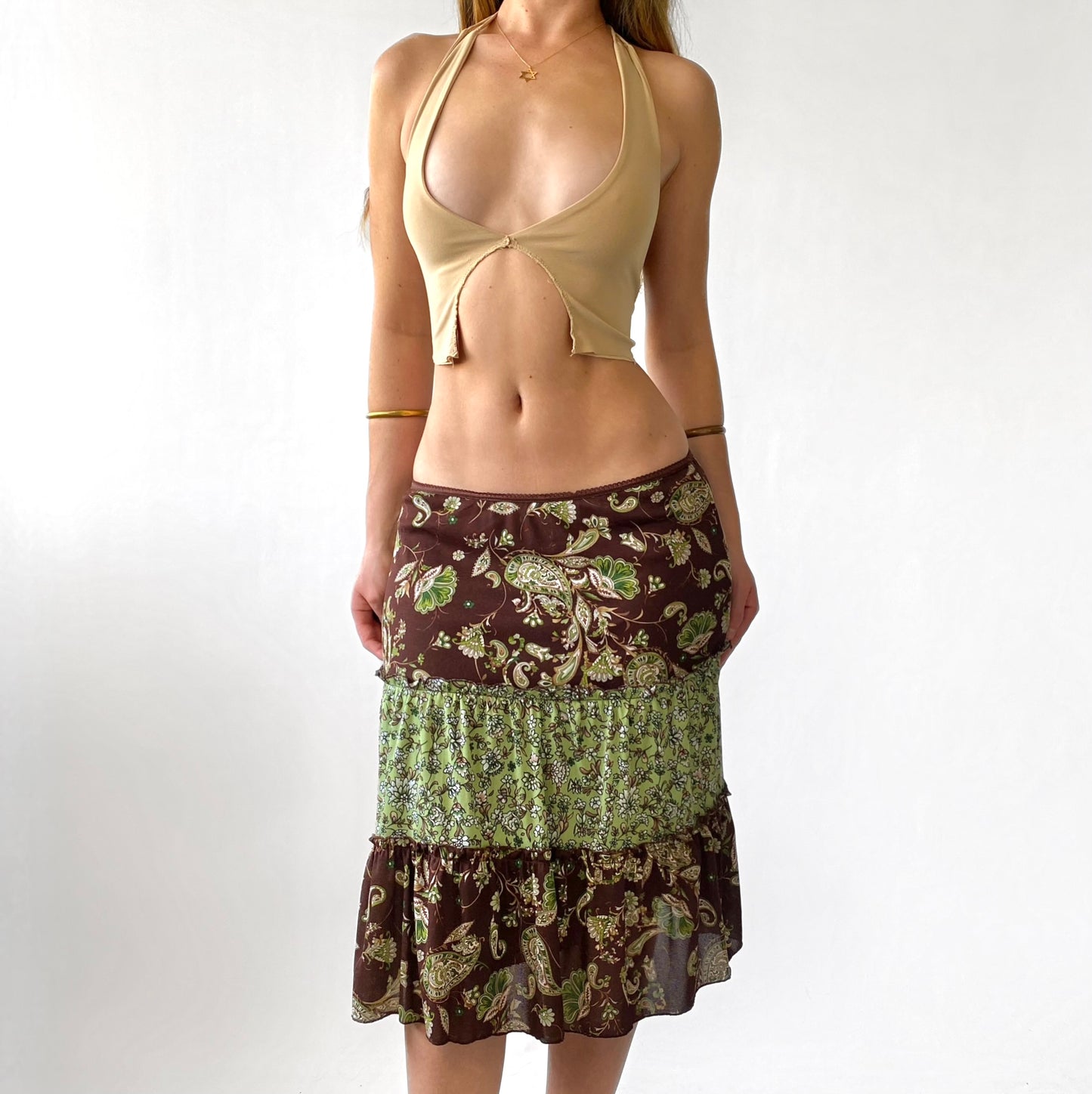 00s Paisley Mesh Skirt