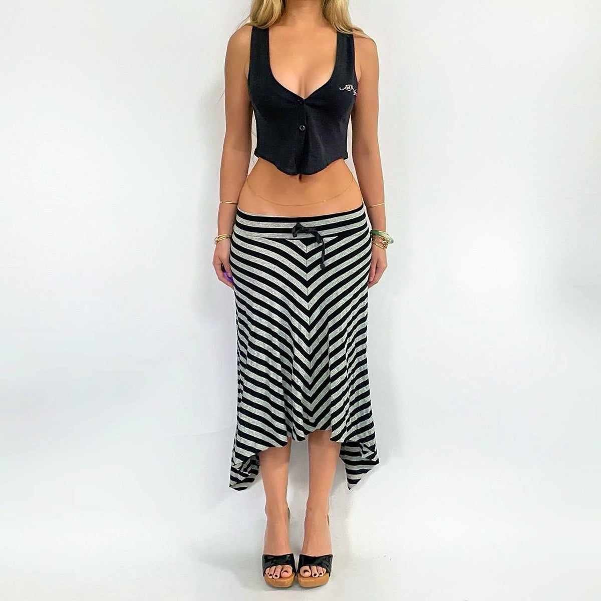 00s Asymmetrical Stripe Midi