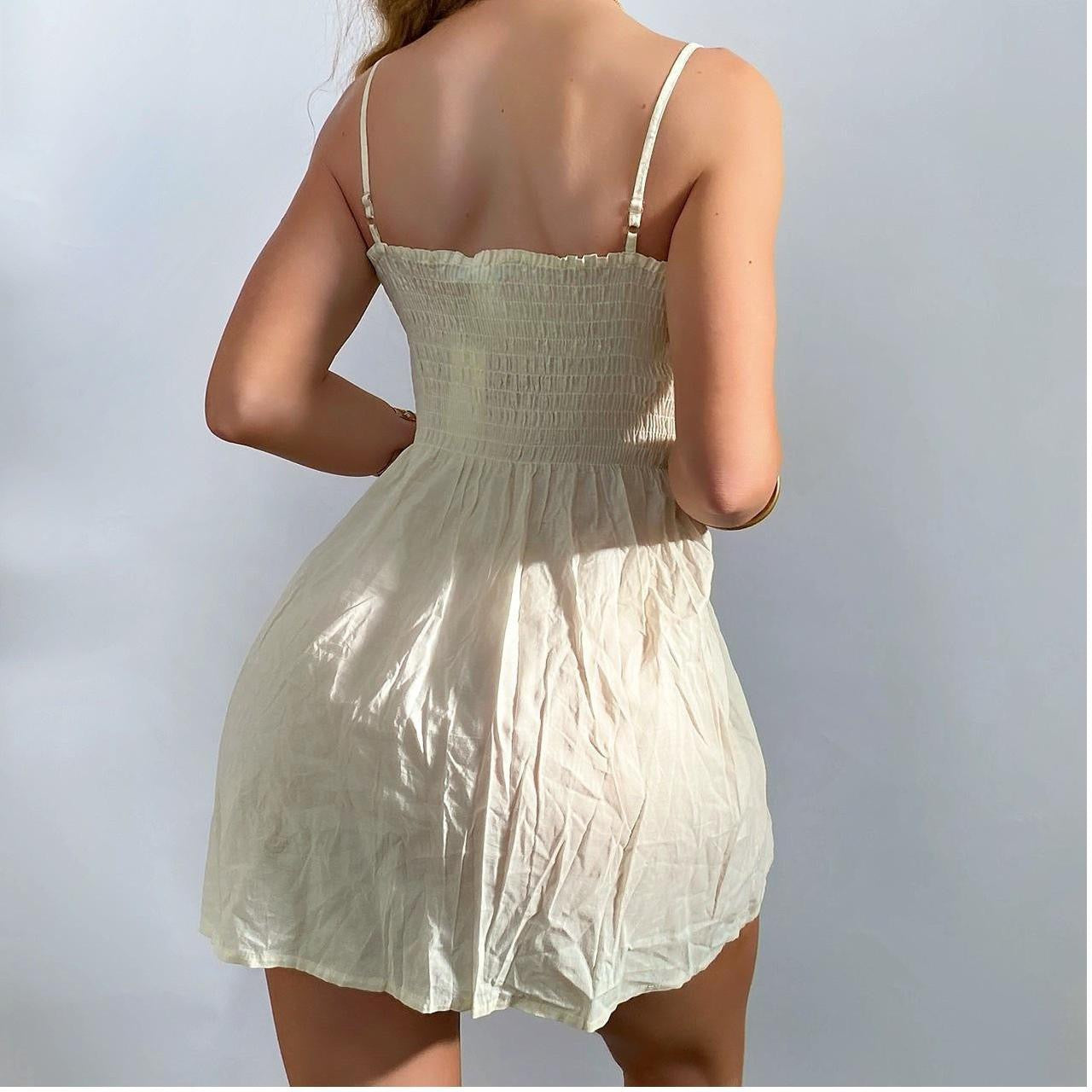 00s Embroidered Linen Dress