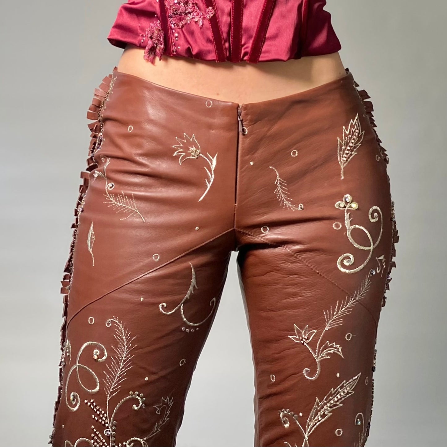 Mandalay Leather Beaded Pants