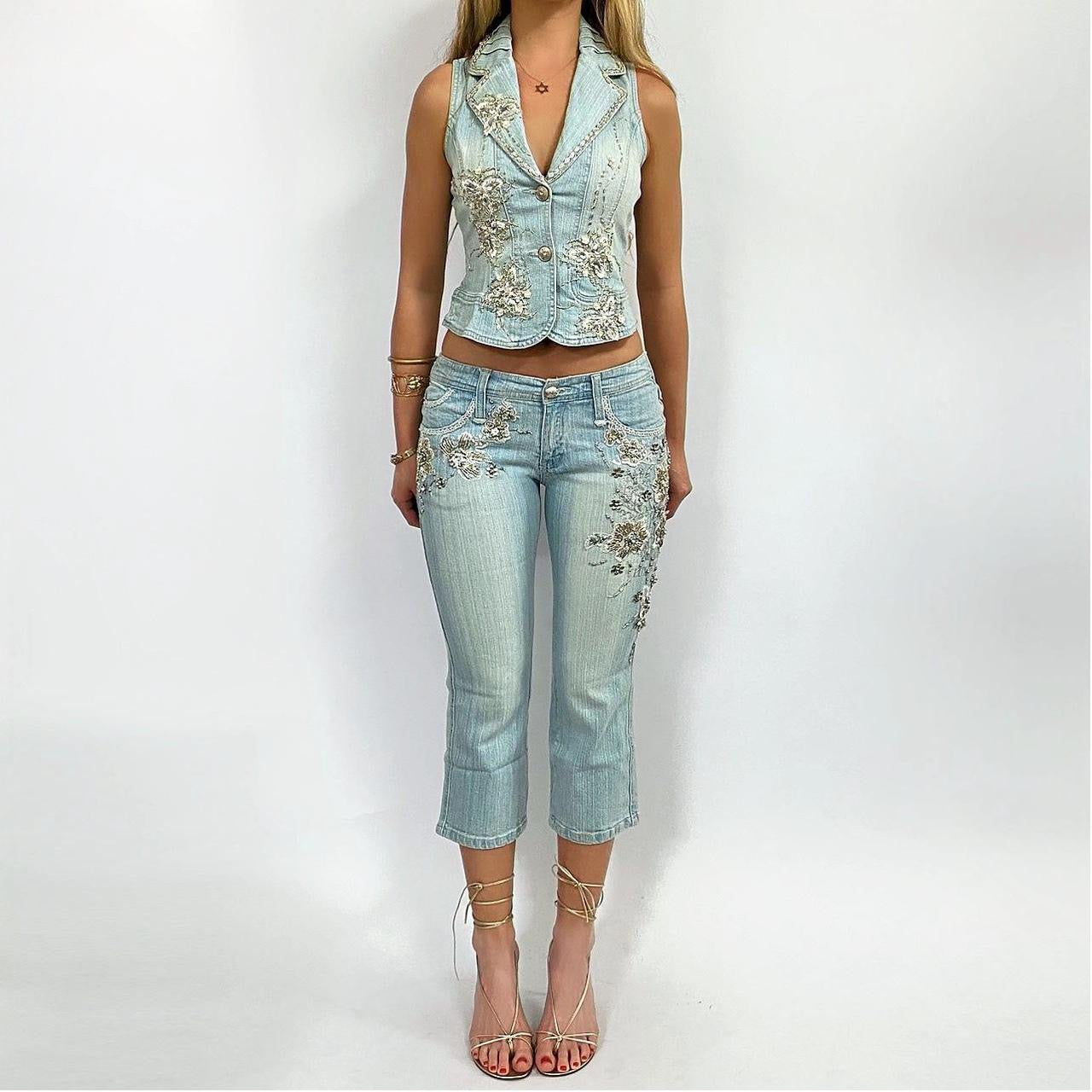 00s Beaded Denim Vest