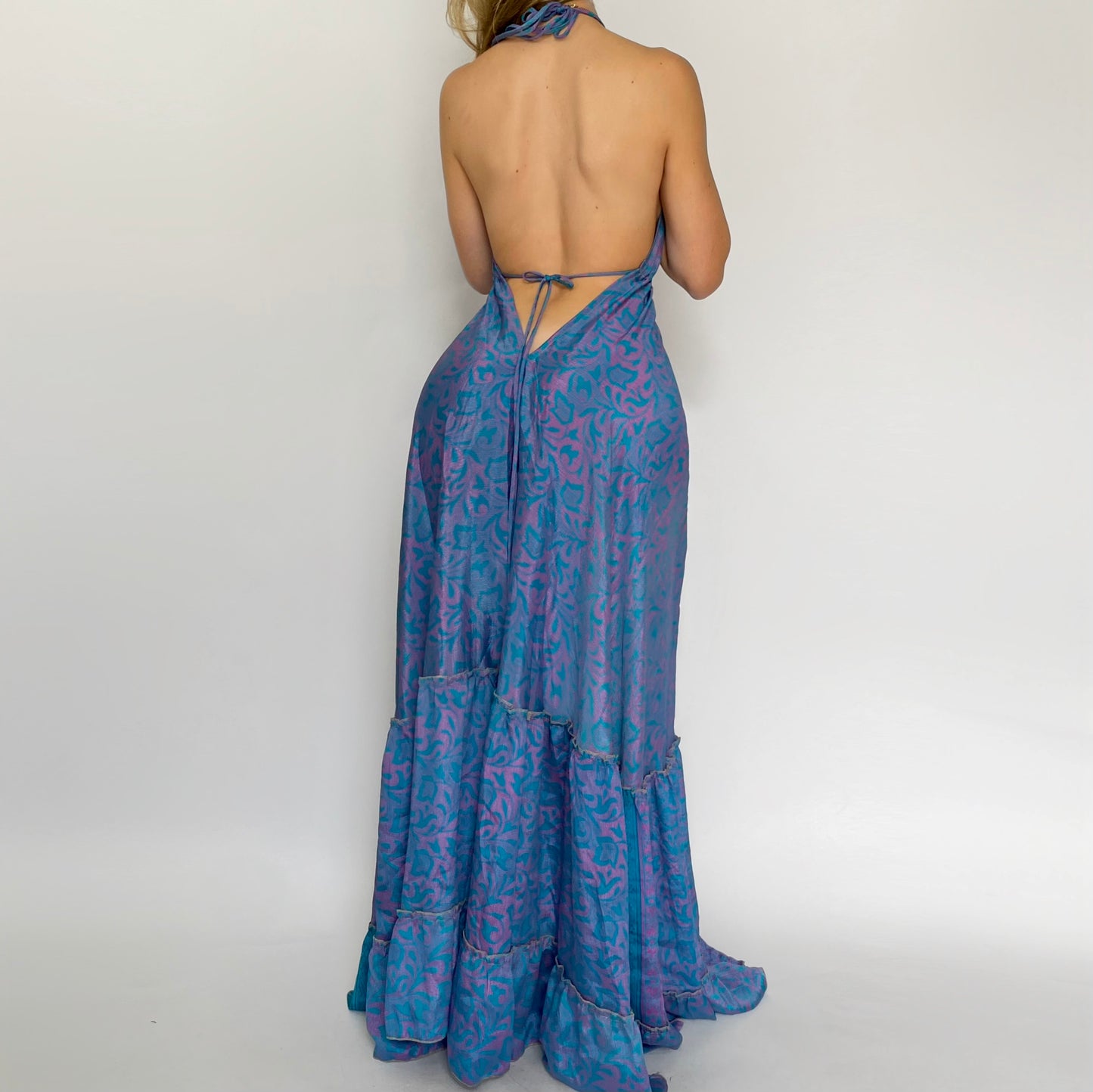 Teal & Pink Backless Maxi