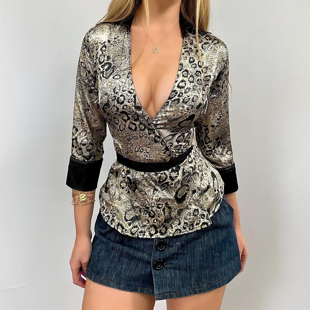 00s Cheetah Tie Button-up