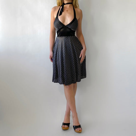 00s Halter Polka Dot Dress