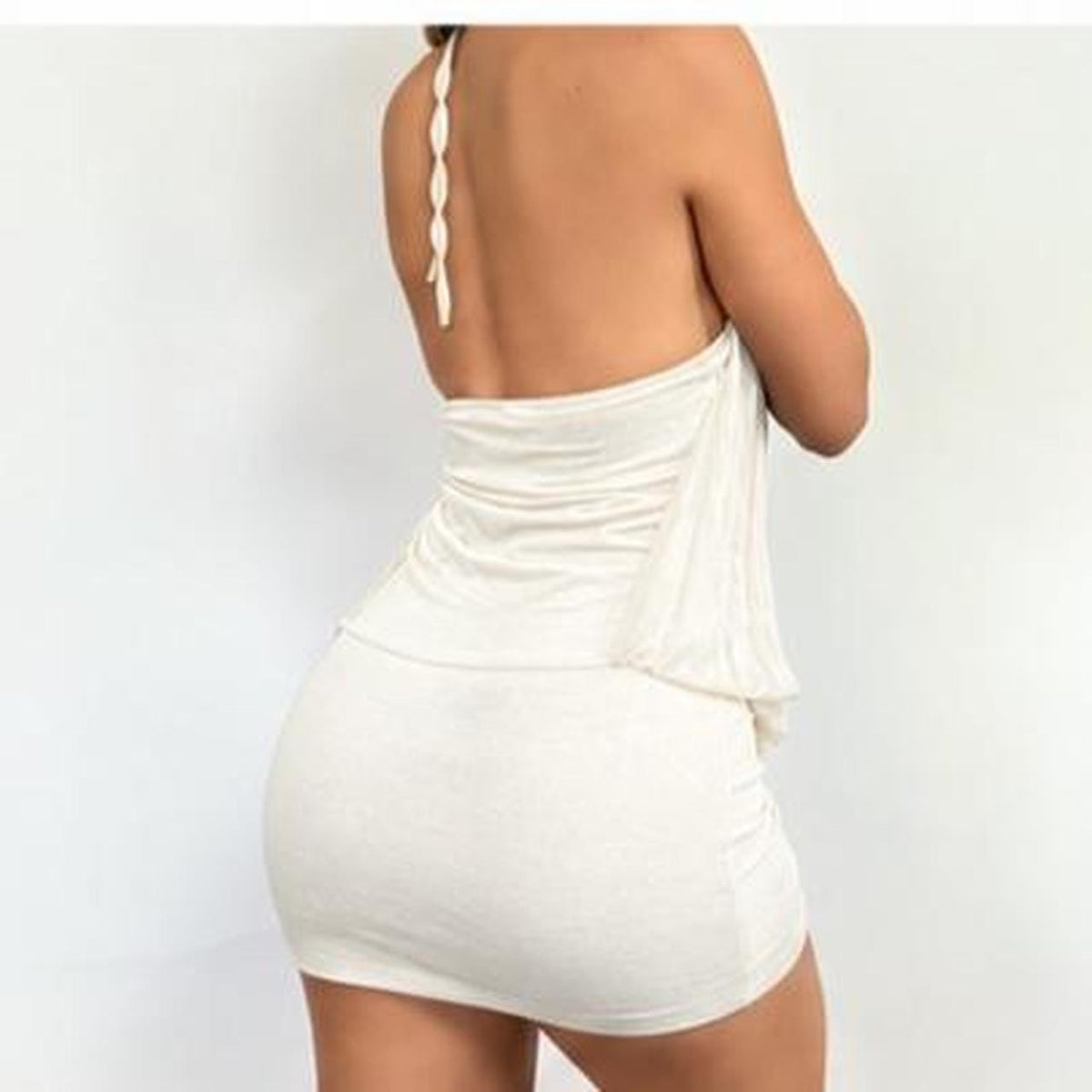 00s White Halter Mini Dress