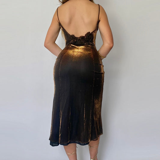 90’s Bronze Mesh Midi Dress