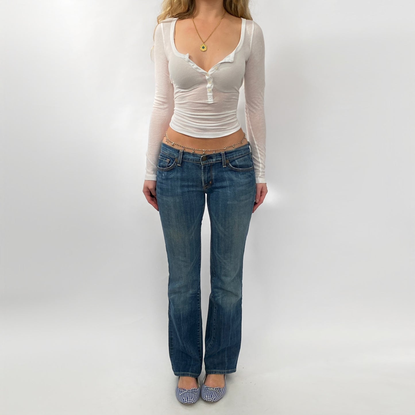 00s Medium Wash Kick Flares