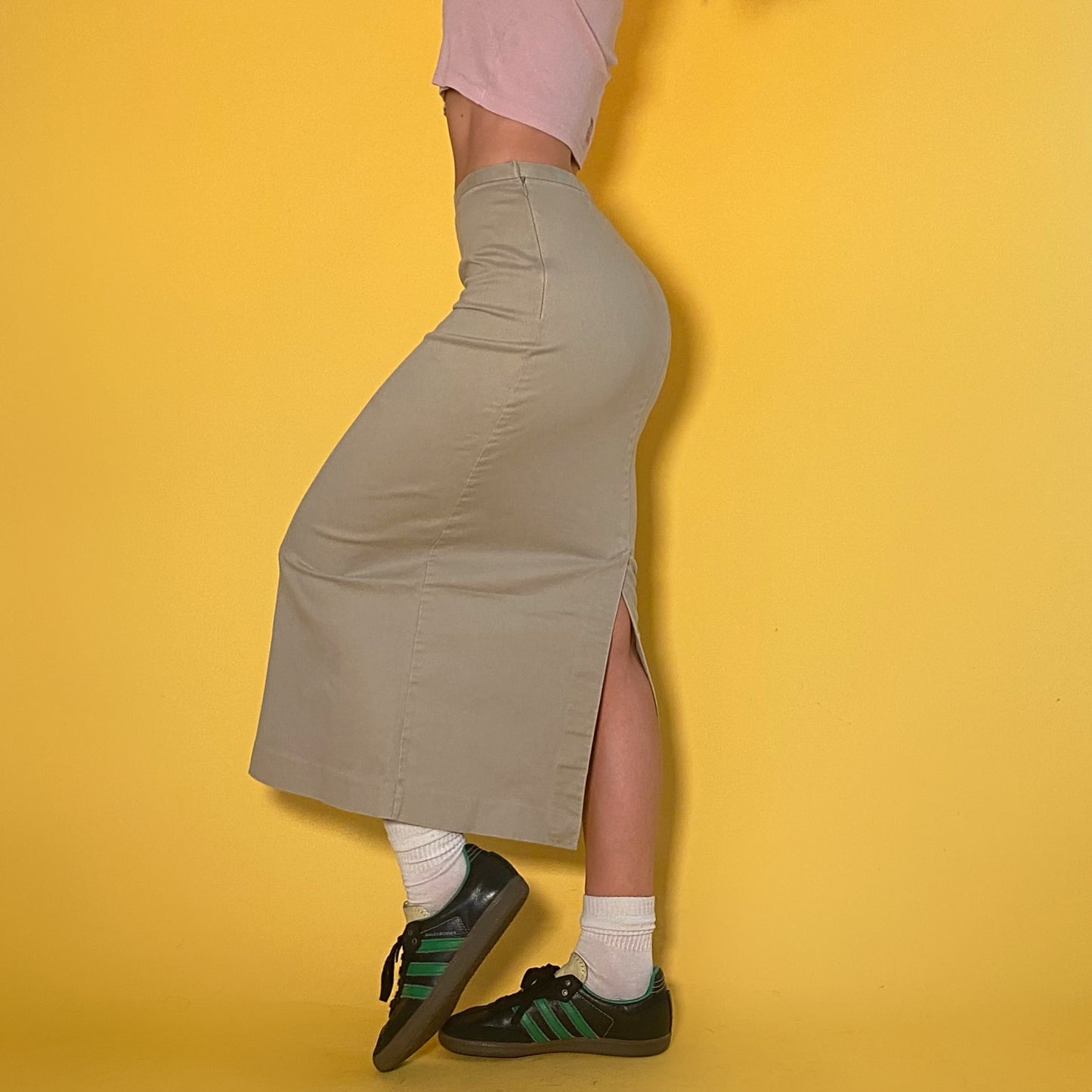 90’s khaki midi skirt - small