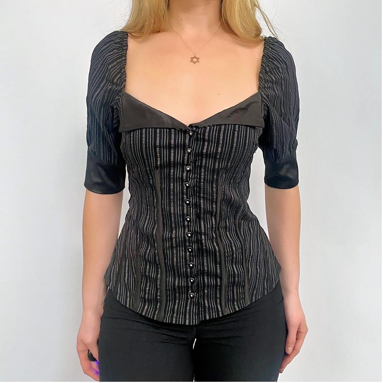 00s Black Stripe Button-up