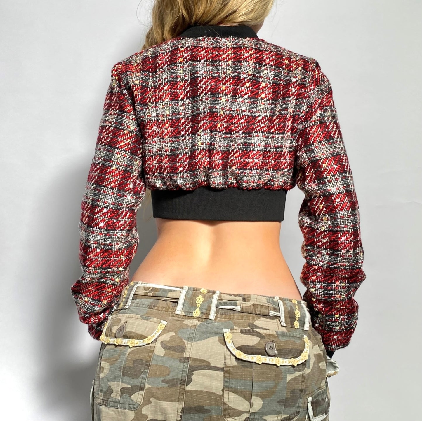 00s Plaid Cropped Jacket