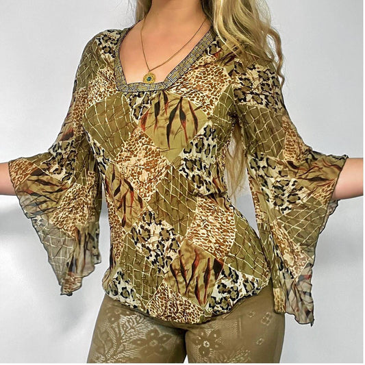 Early 2000s animal print blouse