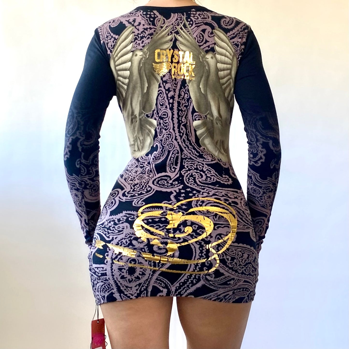 2000s Christian Audigier Dove Mini Dress