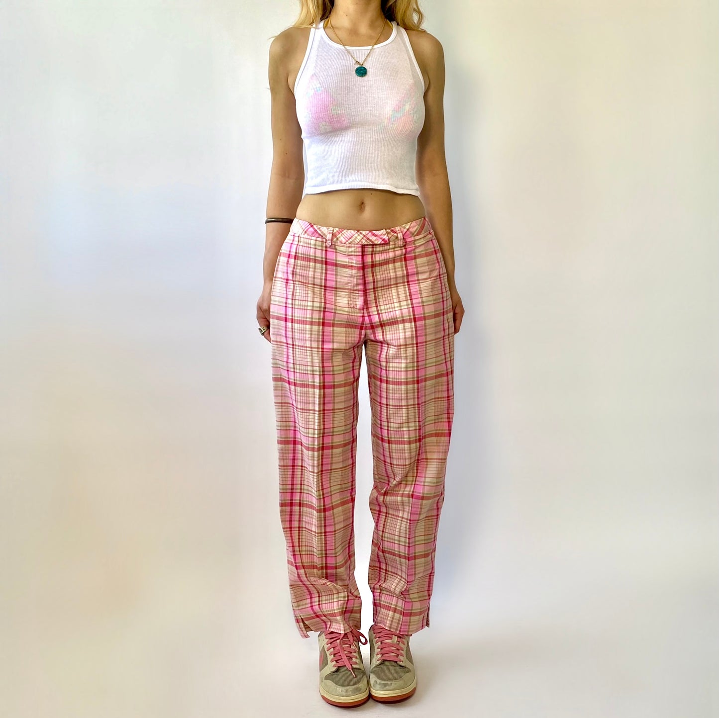 2000s Pink Plaid Pants