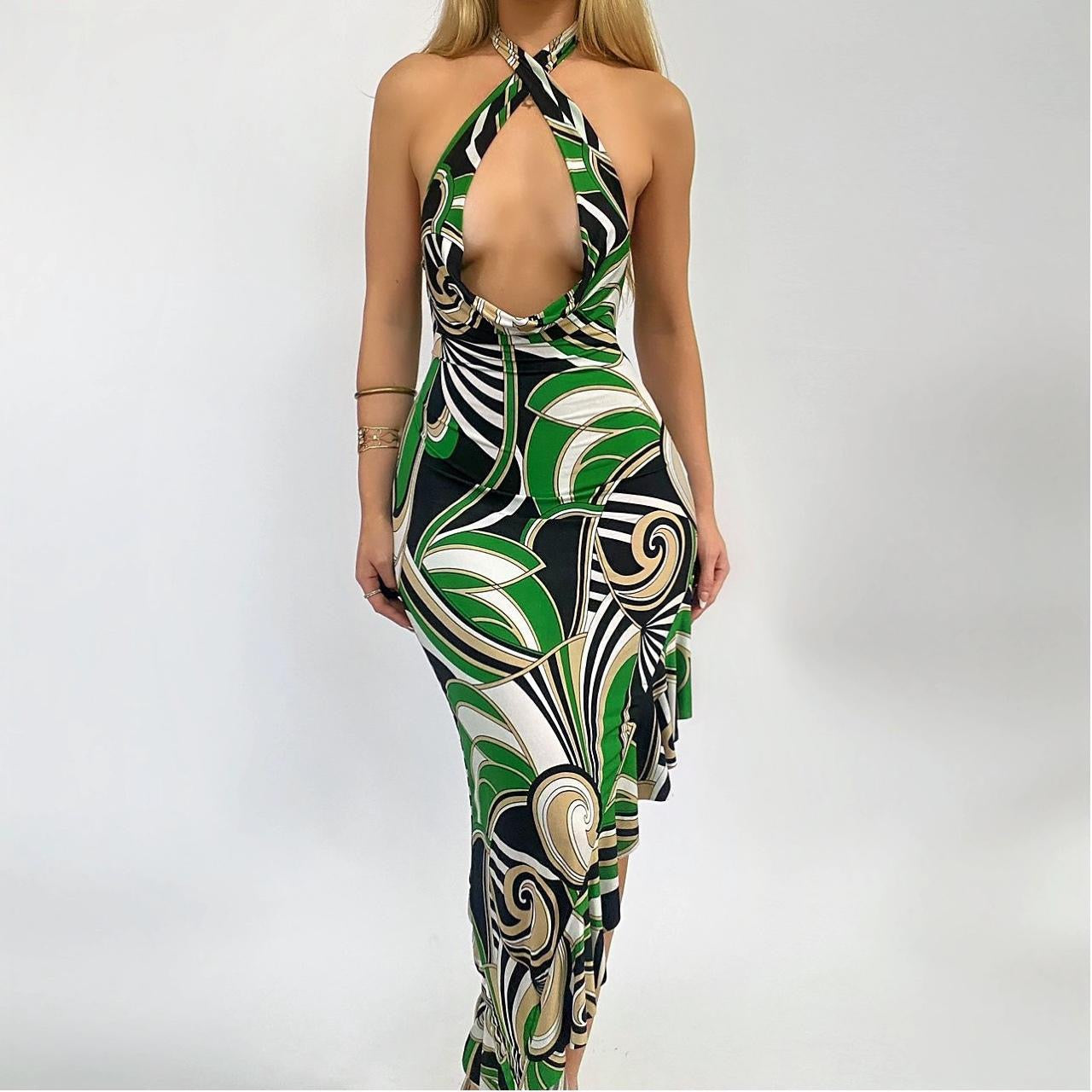 00s Cowl Asymmetrical Dress