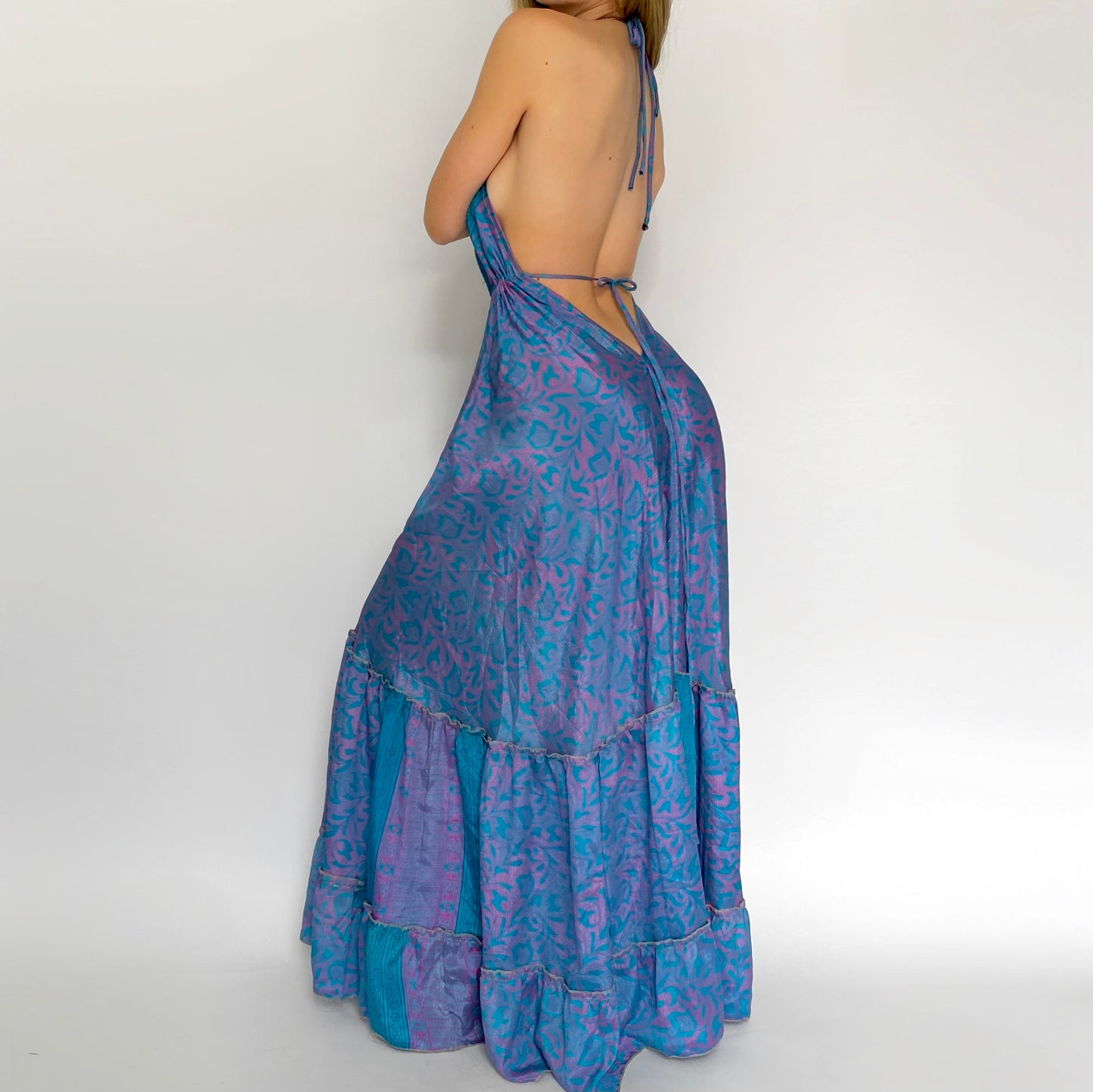 Teal & Pink Backless Maxi