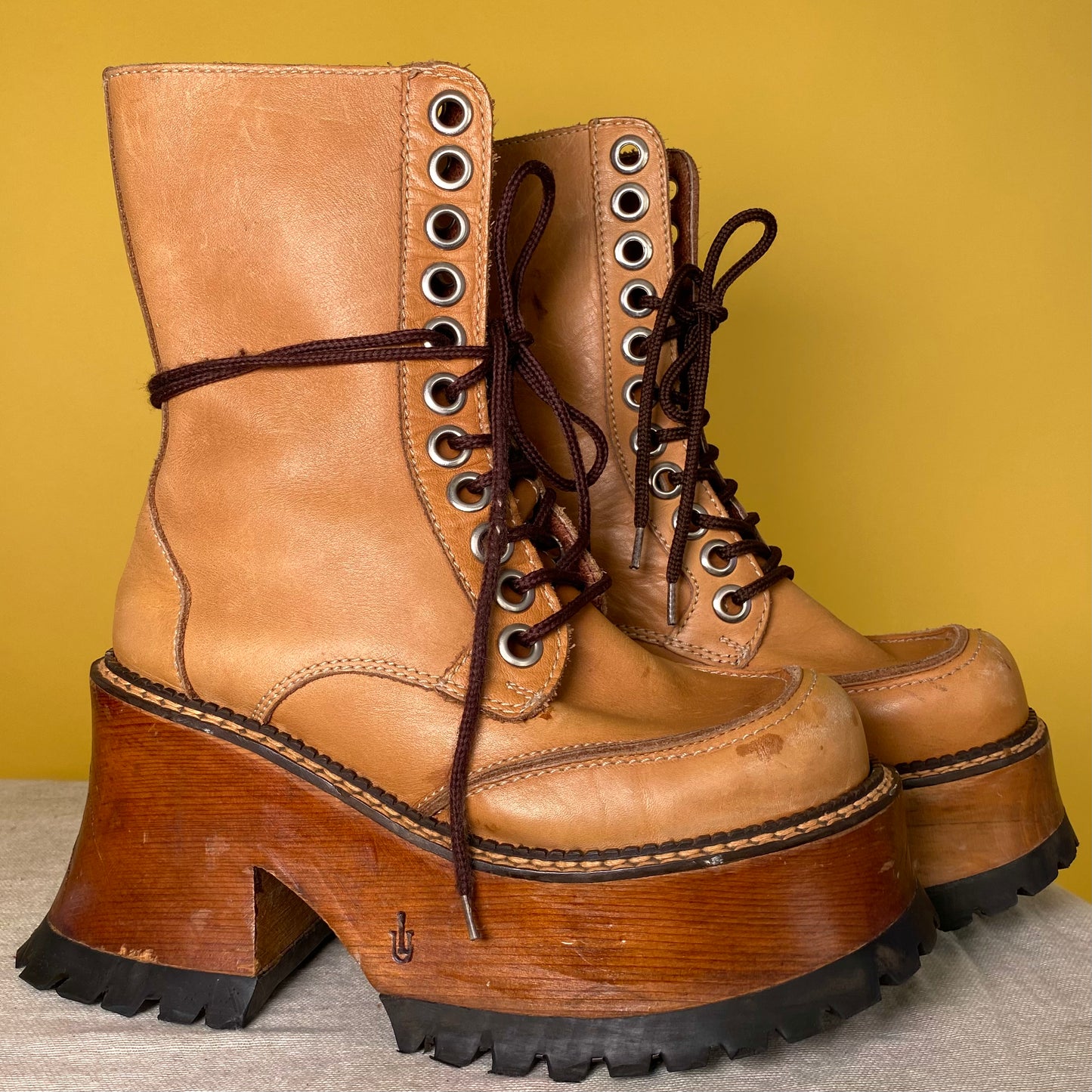 Vintage London Underground Lace Up Platform Boots