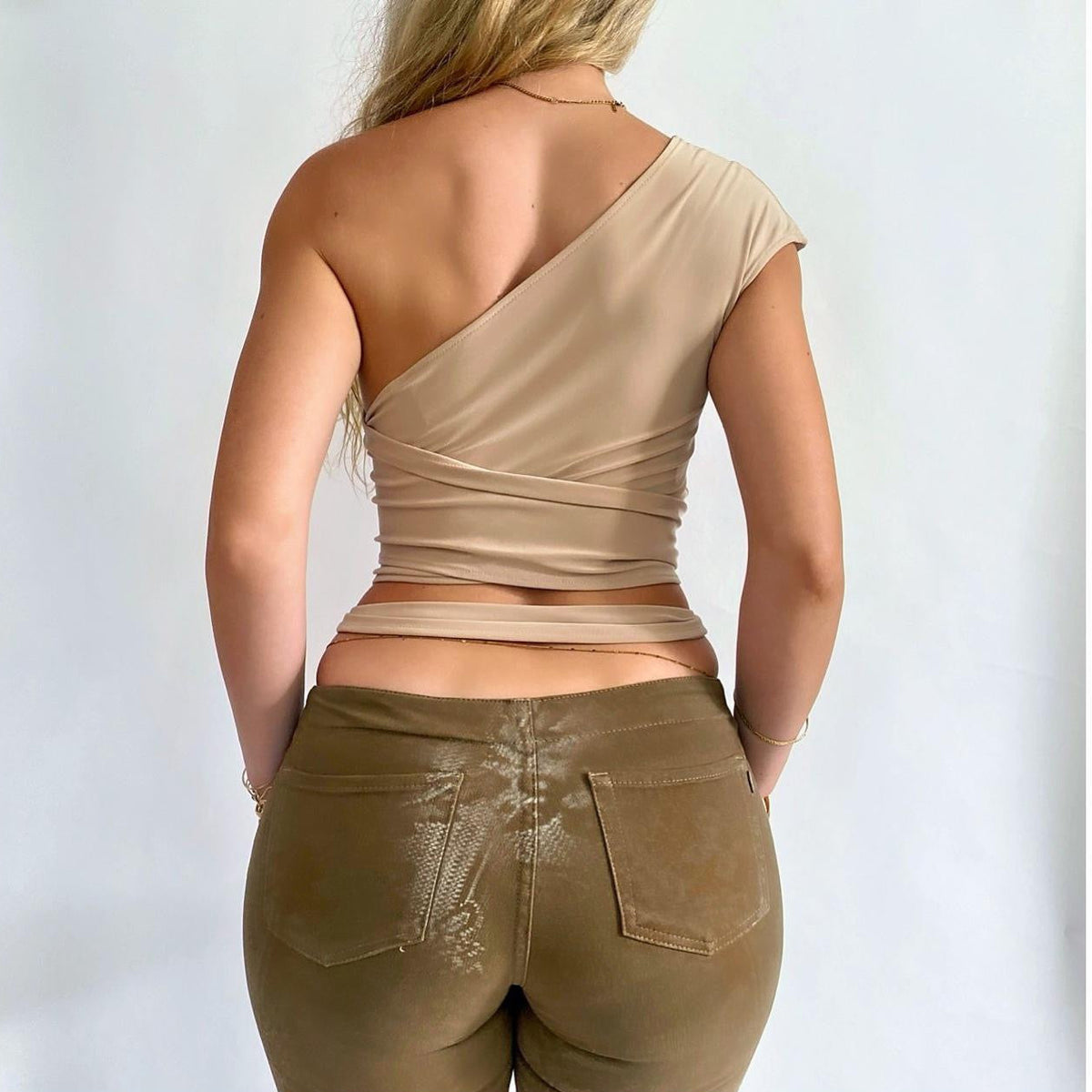 00s One Shoulder Wrap Top