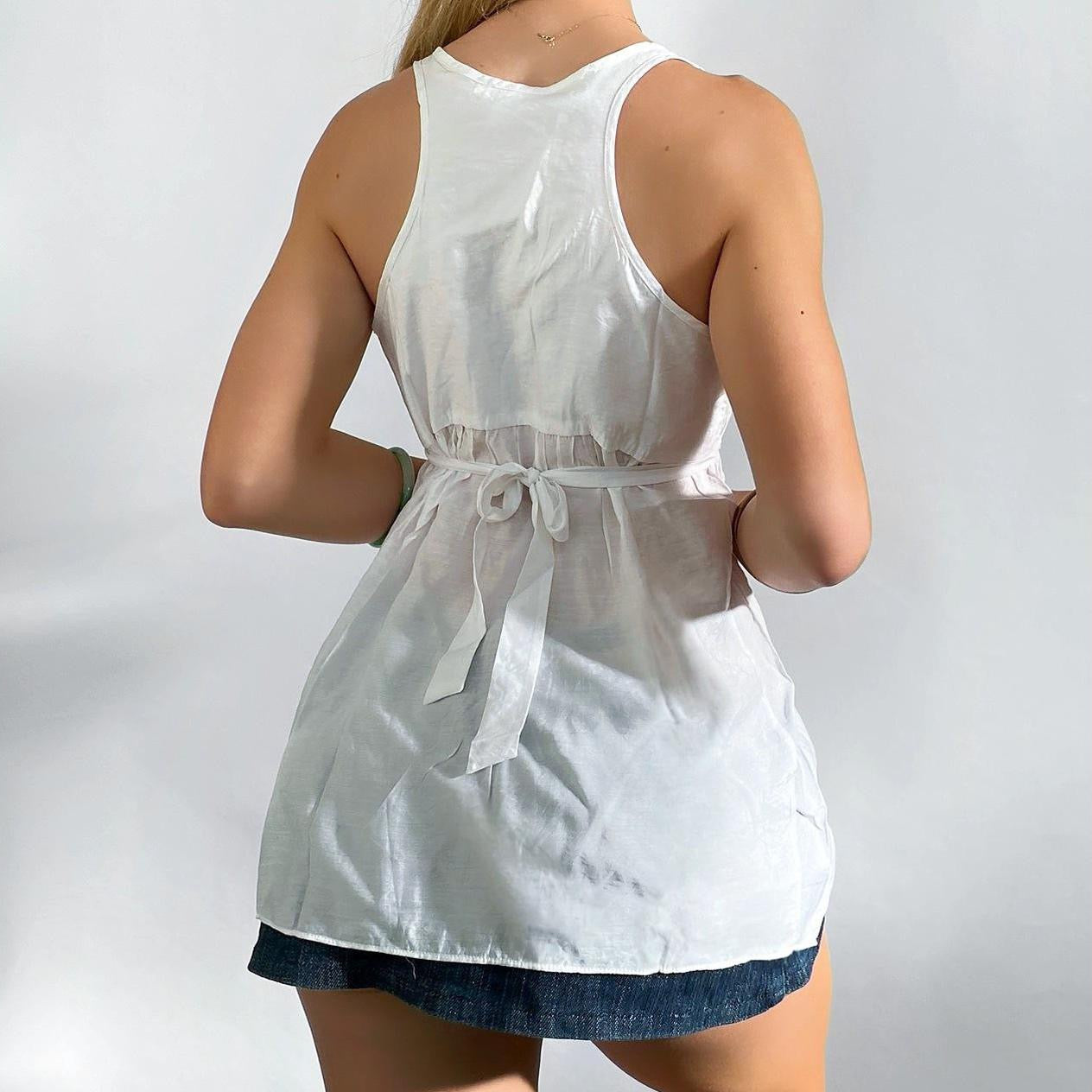 00s White Button-up Tie Tunic