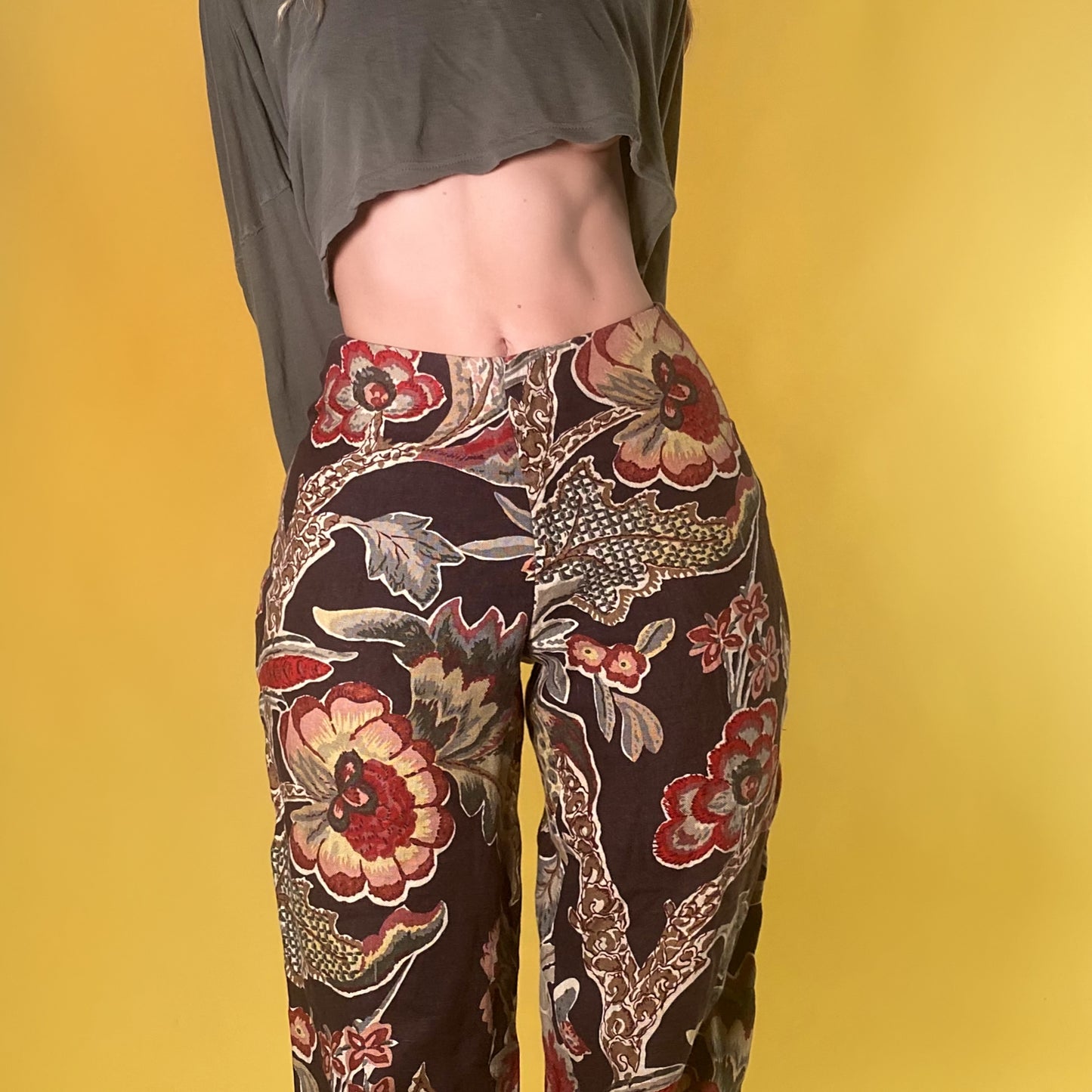 90’s floral linen pants