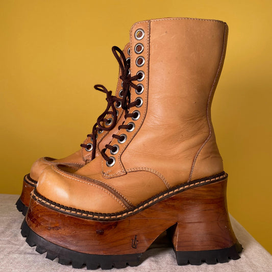 Vintage London Underground Lace Up Platform Boots