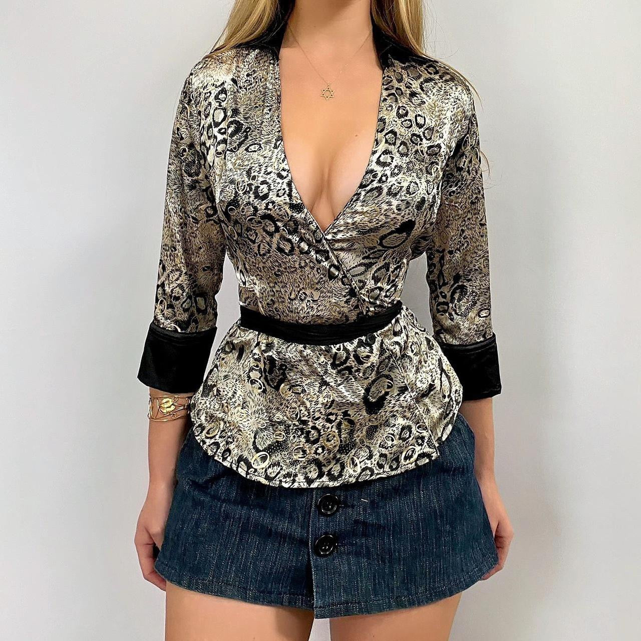 00s Cheetah Tie Button-up