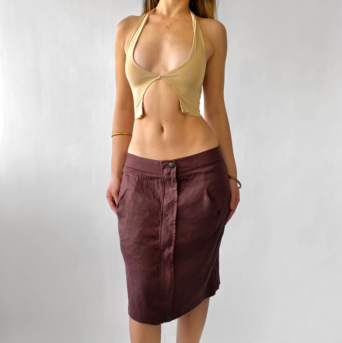 00s Linen Zip Skirt