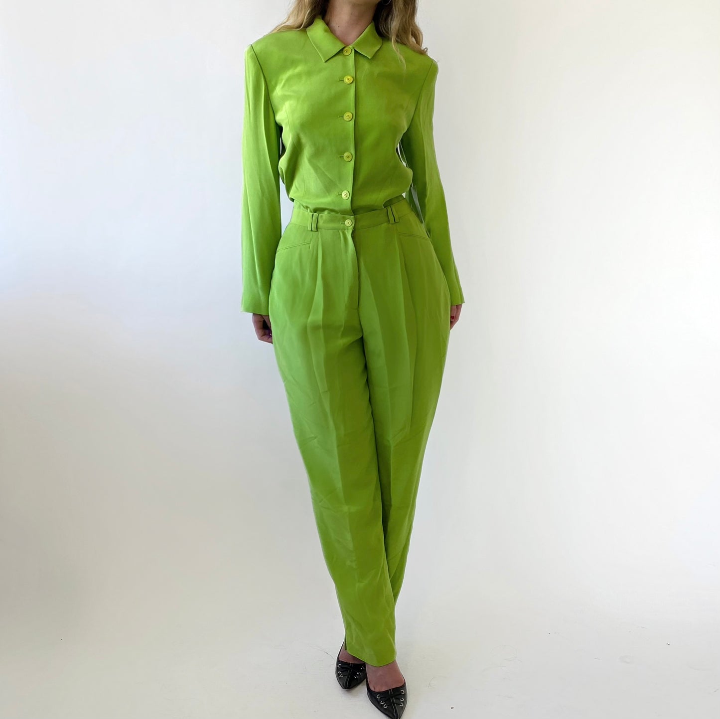 90’s Green Silk Suit