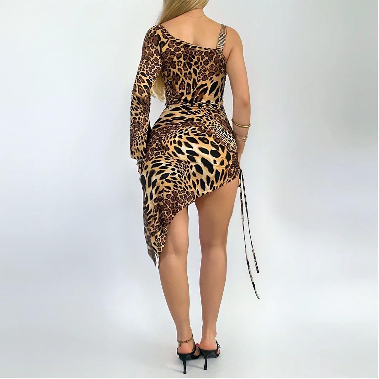 00s Asymmetrical Cheetah Dress